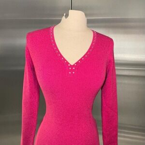 Y2K Hot Pink Studded Fitted Sweater